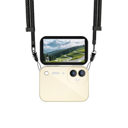 D28s 3 inch 64MP HD Retro Flip Touch Digital Camera Supports Music / Movies  / Games, without Lanyard, with Lanyard