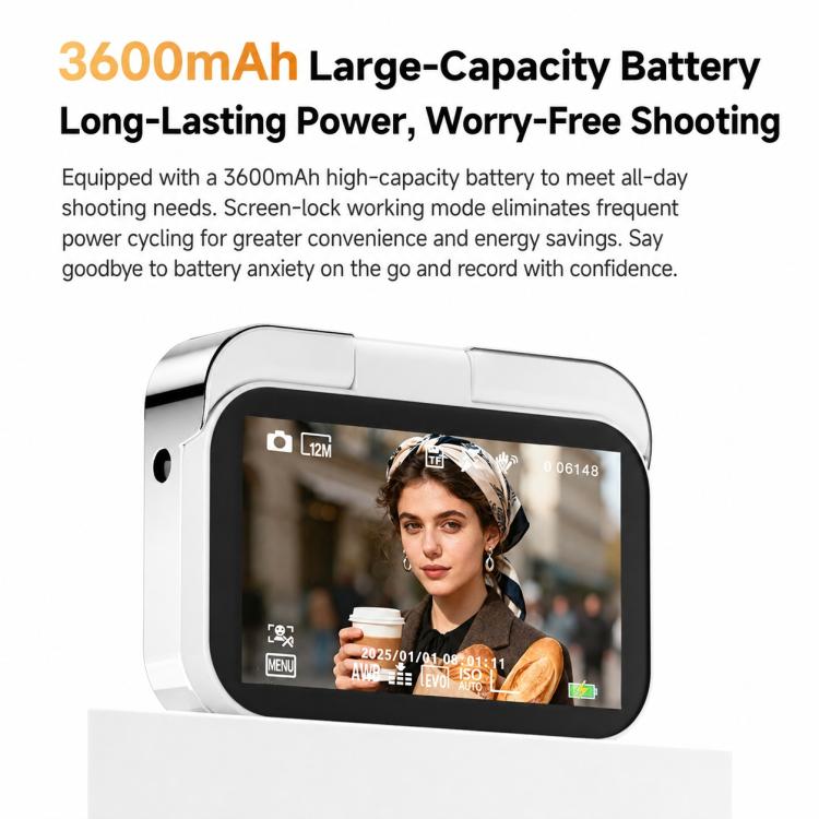 D28s 3 inch 64MP HD Retro Flip Touch Digital Camera Supports Music / Movies  / Games, without Lanyard, with Lanyard