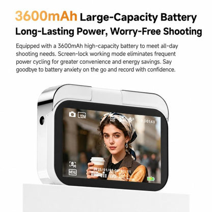 D28s 3 inch 64MP HD Retro Flip Touch Digital Camera Supports Music / Movies  / Games, without Lanyard, with Lanyard