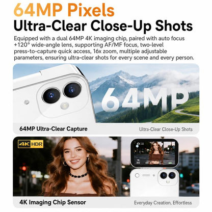 D28s 3 inch 64MP HD Retro Flip Touch Digital Camera Supports Music / Movies  / Games, without Lanyard, with Lanyard