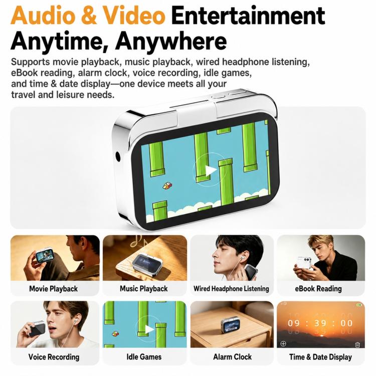 D28s 3 inch 64MP HD Retro Flip Touch Digital Camera Supports Music / Movies  / Games, without Lanyard, with Lanyard