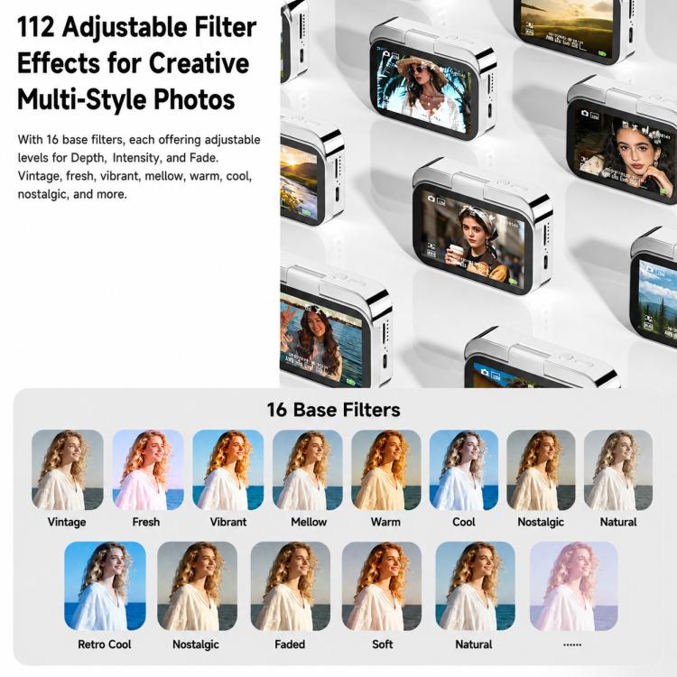 D28s 3 inch 64MP HD Retro Flip Touch Digital Camera Supports Music / Movies  / Games, without Lanyard, with Lanyard