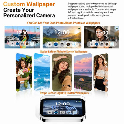 D28s 3 inch 64MP HD Retro Flip Touch Digital Camera Supports Music / Movies  / Games, without Lanyard, with Lanyard