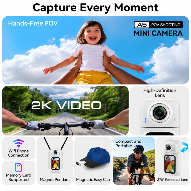 1.47 inch IPS Screen Outdoor Magnetic Rotatable WiFi HD Thumb Camera Action Camera