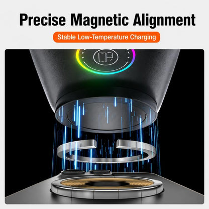 15W Magnetic Wireless Charger Car Mount, Touch Rotatable, Built-in Cooling & RGB Light, T15