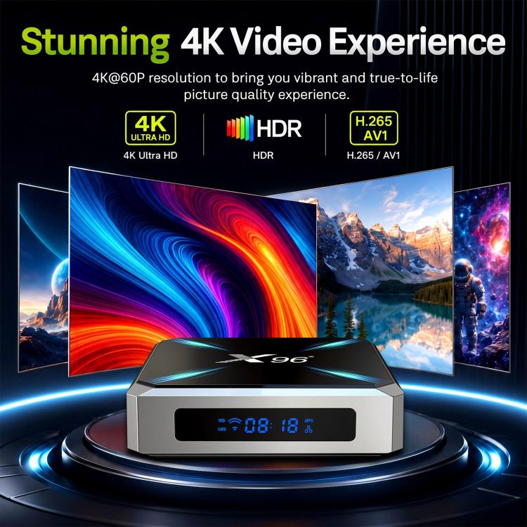 X96 Lite Android 14 Network TV Box, ARM Cortex A55 Quad-Core, 2GB+16GB