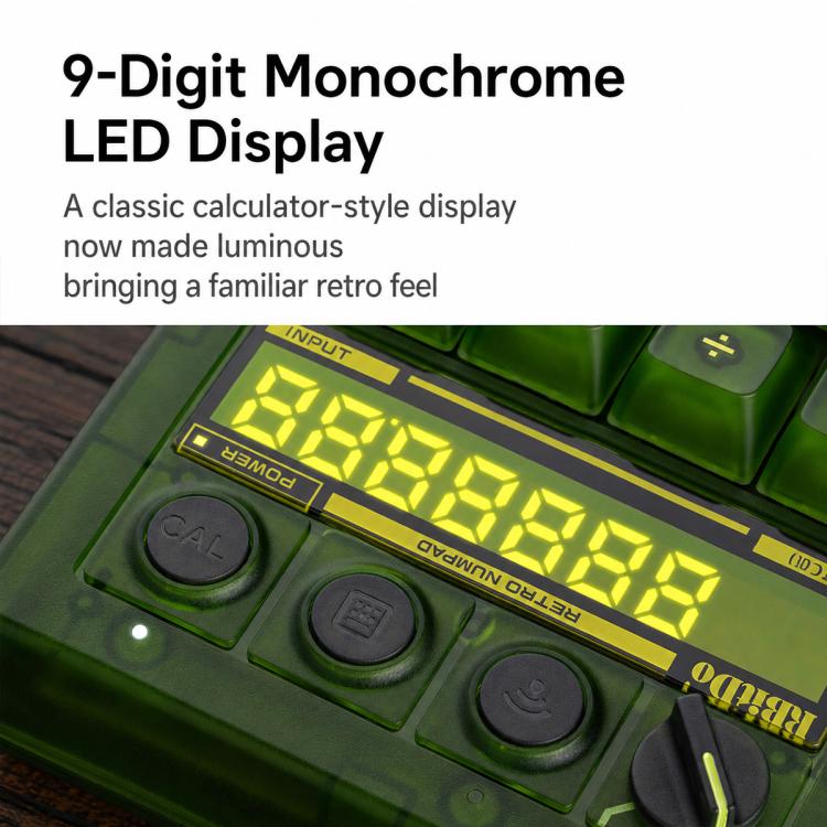 8BitDo Retro18 2 In 1 Tri-Mode Mechanical Numeric Keypad and Counter for PC, Clear Green