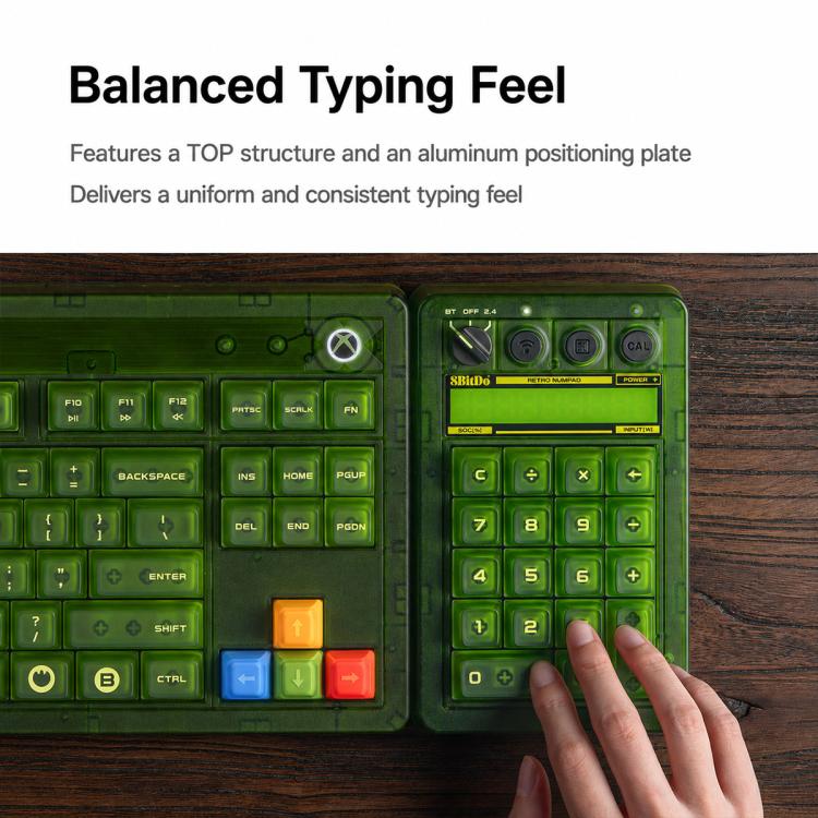 8BitDo Retro18 2 In 1 Tri-Mode Mechanical Numeric Keypad and Counter for PC, Clear Green