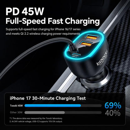 Toocki 90W 4-Port Zinc Alloy Car Charger 2x USB-A, 2x USB-C with Ambient Light, TQ-CC47