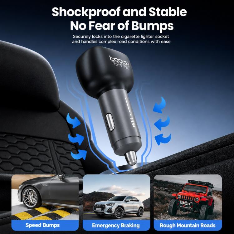 Toocki 90W 4-Port Zinc Alloy Car Charger 2x USB-A, 2x USB-C with Ambient Light, TQ-CC47