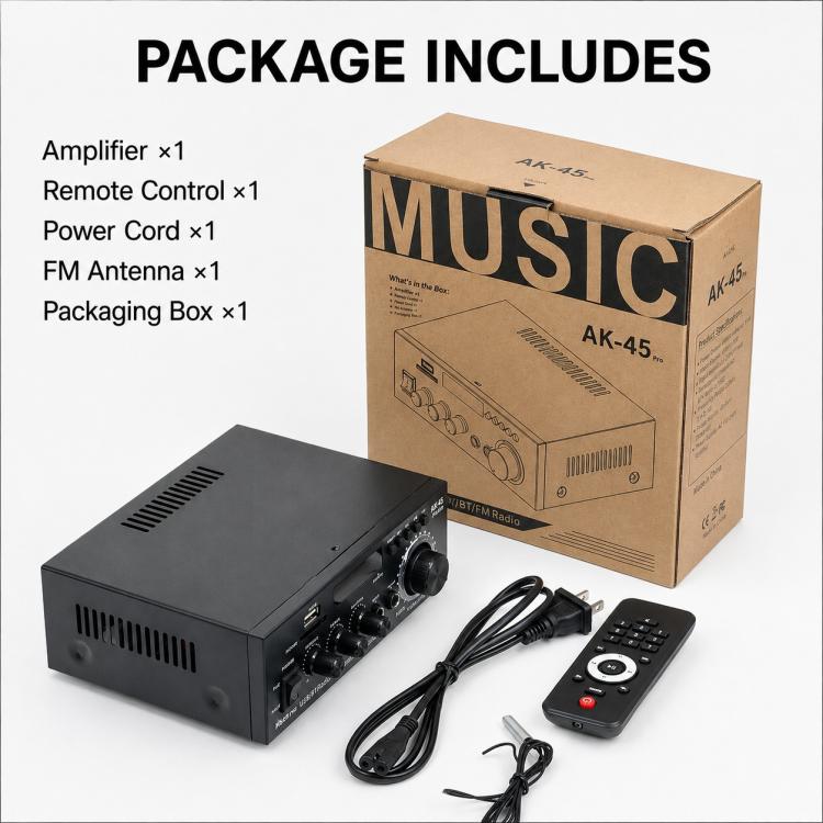 AK45 Pro 2-Channel Stereo High-Power Bluetooth Digital Audio Amplifier, EU Plug, UK Plug