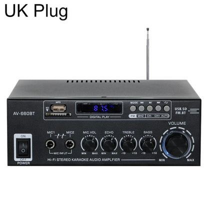 AV-660BT 2-Channel Stereo Karaoke Bluetooth Audio Amplifier, EU Plug, US Plug, UK Plug