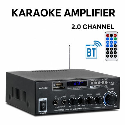 AV-660BT 2-Channel Stereo Karaoke Bluetooth Audio Amplifier, EU Plug, US Plug, UK Plug