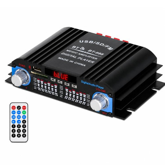 BT-998 4.0-Channel BT 5.0 Mini Amplifier for Home & Car Use, No Adapter, US Plug, EU Plug