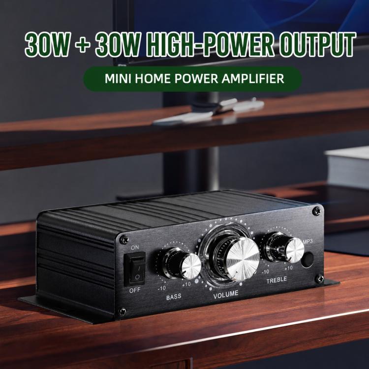 BT-888 2-Channel BT 5.0 Mini Amplifier for Home & Car Use, No Adapter & BT, No Adapter Support BT, BT Version + US Plug, BT Version + EU Plug