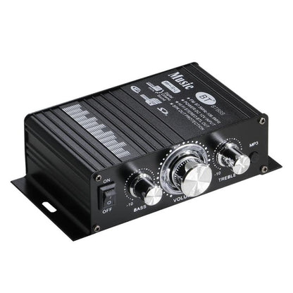 BT-888 2-Channel BT 5.0 Mini Amplifier for Home & Car Use, No Adapter & BT, No Adapter Support BT, BT Version + US Plug, BT Version + EU Plug