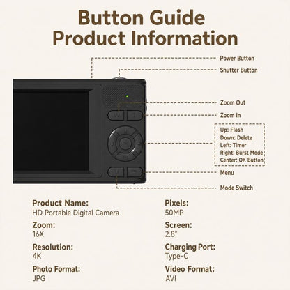 H22 4K HD 50MP Autofocus Digital Camera
