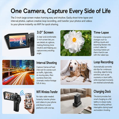 V02 8X Optical Zoom Camera Flip Screen 8K HD Handheld Vlog Video Cam