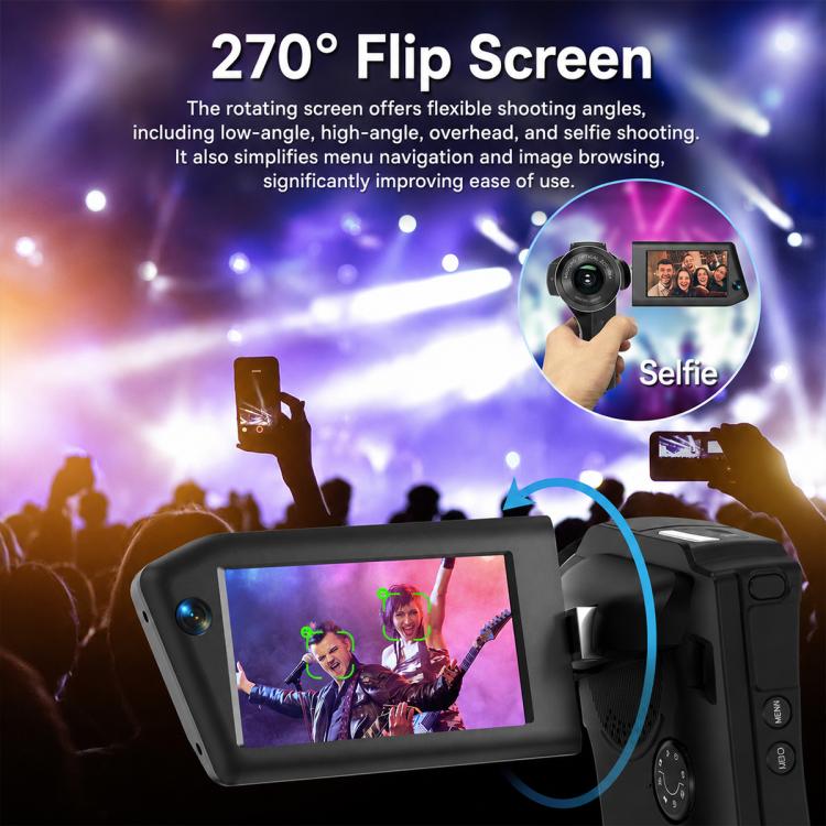 V02 8X Optical Zoom Camera Flip Screen 8K HD Handheld Vlog Video Cam