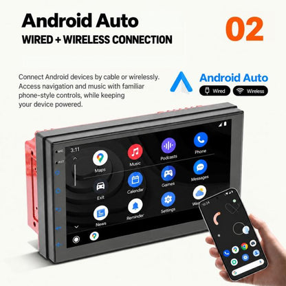 7 inch IPS Double-DIN Car MP5 Player Wireless CarPlay/Android Auto Bluetooth HD Display