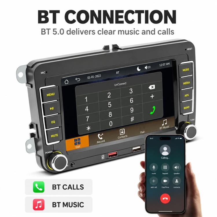 Car MP5 Player Phone Connectivity Bluetooth Reversing Camera for Volkswagen, F9093W 9 inch