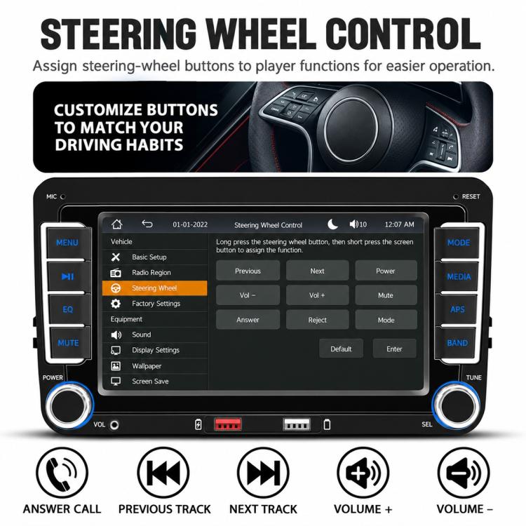 Car MP5 Player Phone Connectivity Bluetooth Reversing Camera for Volkswagen, F9093W 9 inch