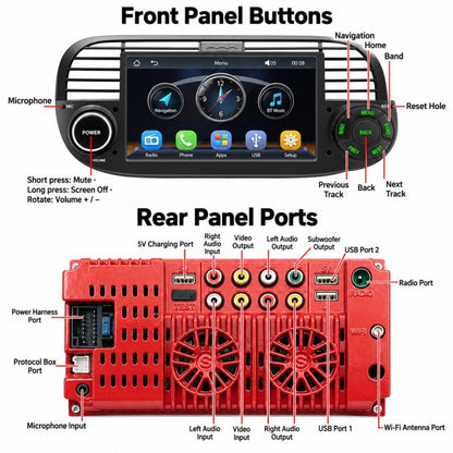 7 inch Car MP5 Player Wireless Central Control Smart Screen for Fiat 500 2007-2015, For Fiat 500 2007-2015(Black), For Fiat 500 2007-2015(Beige)