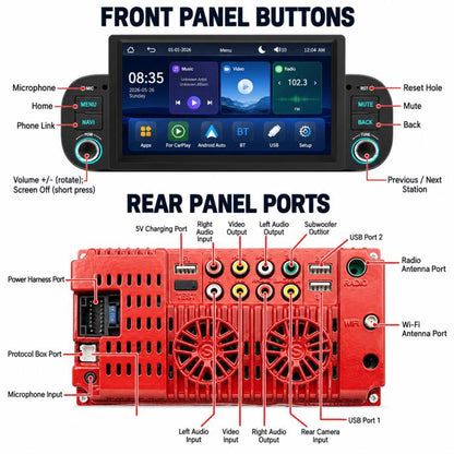 7 inch Car MP5 Player Wireless Central Control Smart Screen for Fiat Panda 2013-2020, For Fiat Panda 2013-2020