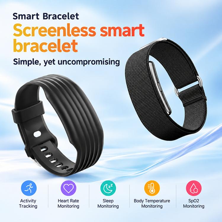 HT51 Screenless Fitness Tracker Band, Support Heart Rate / Sleep Monitoring, Dual Straps