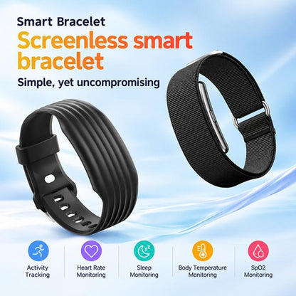 HT51 Screenless Fitness Tracker Band, Support Heart Rate / Sleep Monitoring, Dual Straps