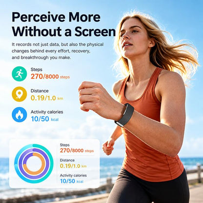 HT51 Screenless Fitness Tracker Band, Support Heart Rate / Sleep Monitoring, Dual Straps