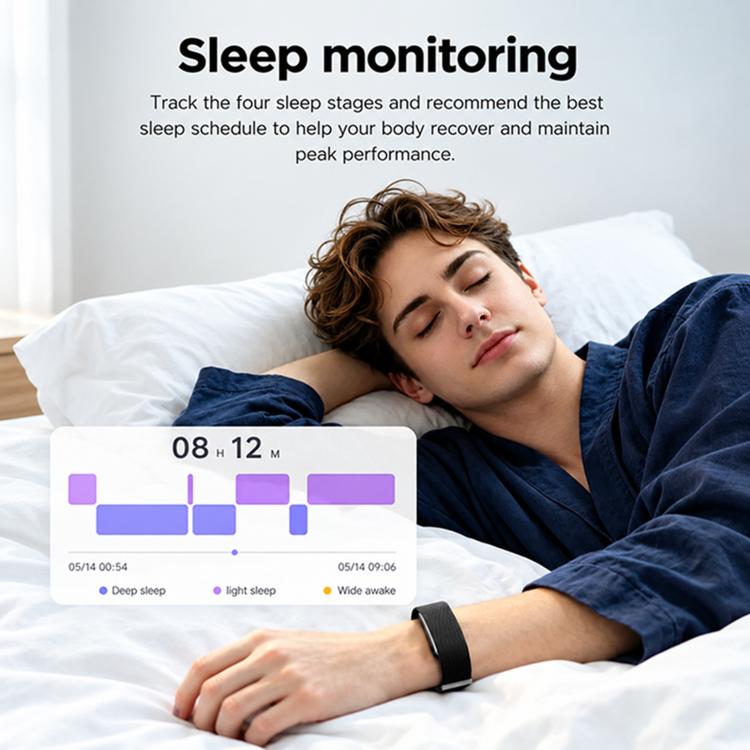 HT51 Screenless Fitness Tracker Band, Support Heart Rate / Sleep Monitoring, Dual Straps