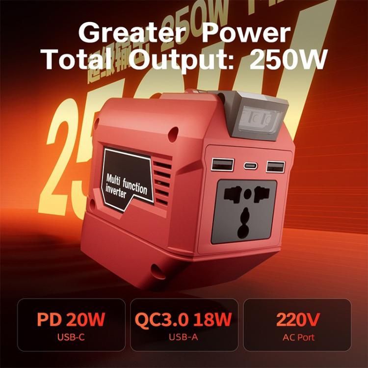M7200 220V 250W Portable Power Inverter, Multifunctional Battery Powered Inverter, 220V