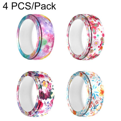 XDcase 4 PCS/Pack Printed Silicone Case for Oura Ring 4 / Gen3 / Galaxy Ring / Ultrahuman Ring AIR, S 5-9, M 10-15