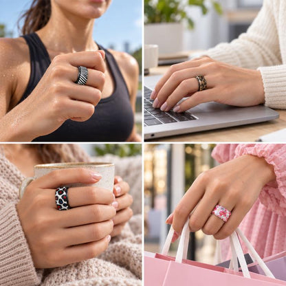 XDcase 4 PCS/Pack Printed Silicone Case for Oura Ring 4 / Gen3 / Galaxy Ring / Ultrahuman Ring AIR, S 5-9, M 10-15