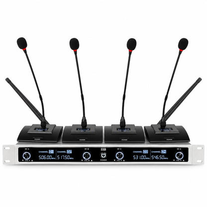 XTUGA CM240 UHF 4-Channel Wireless Conference Microphone System, EU Plug, US Plug, UK Plug, AU Plug