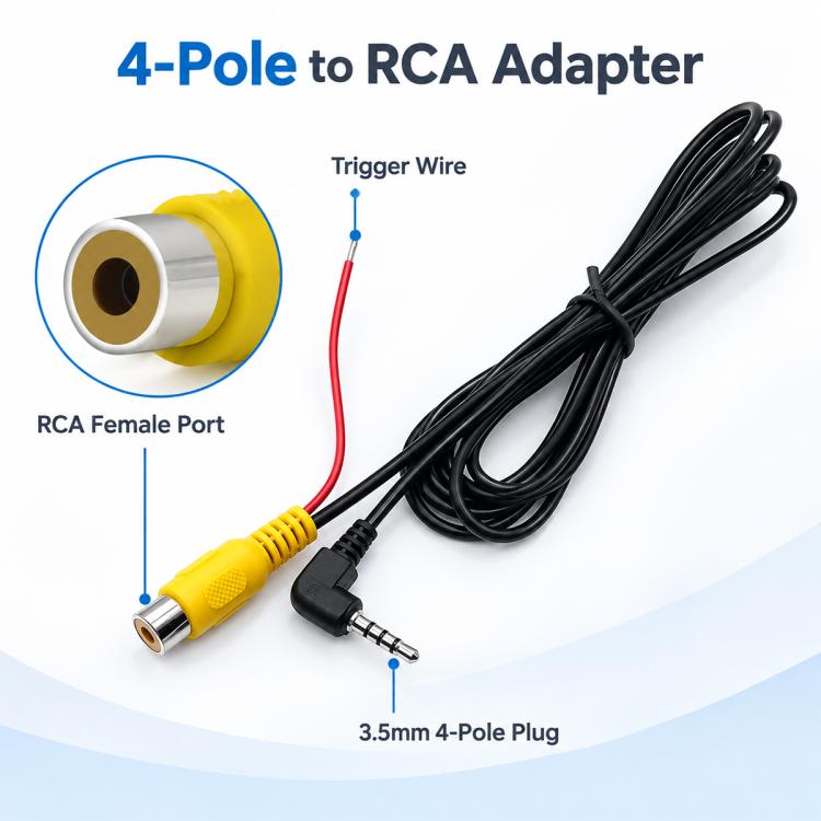 Wired Dash Cam AV Converter RCA + 2.5mm Adapter Cable