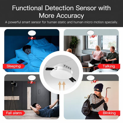 Smart Home PIR Human Motion Sensor with App Timer Remote Control Presence Detector, WiFi Human Presence Sensor, Compatible With ZigBee