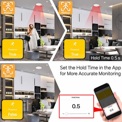 Smart Home PIR Human Motion Sensor with App Timer Remote Control Presence Detector, WiFi Human Presence Sensor, Compatible With ZigBee