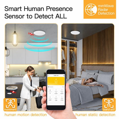 Smart Home PIR Human Motion Sensor with App Timer Remote Control Presence Detector, WiFi Human Presence Sensor, Compatible With ZigBee