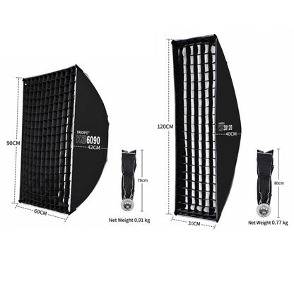 TRIOPO K3 Series Side-Fold Rectangular Quick-Mount Softbox, K3-6090 Bowens, K3-6090 Bowens + Grid, K3-6090 Top Light, K3-6090 Top Light + Grid, K3-30120 Bowens, K3-30120 Bowens + Grid, K3-30120 Top Light, K3-30120 Top Light + Grid