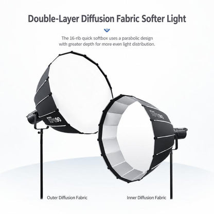 TRIOPO KP2 Series Deep Parabolic Softbox with Bowens Mount, KP2-60 + Grid, KP2-70 + Grid, KP2-90 + Grid, KP2-120 + Grid