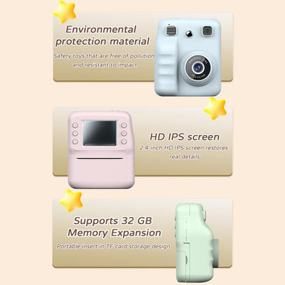 A29 2.4 inch HD IPS Screen Kids Instant Printing Camera, Support Photo and Video Recording