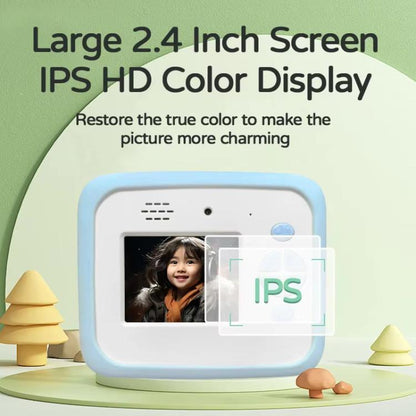D2-A 1080P 2.4 inch HD Large Screen Cute Cartoon Kids Instant Print Camera, Support Photo and Video Recording