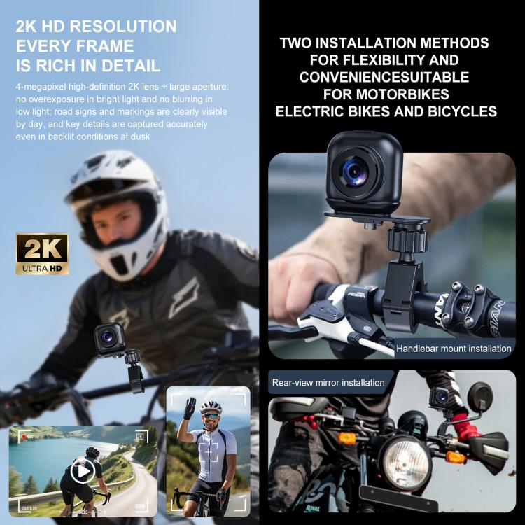 L5 2K Waterproof Motorcycle Dash Cam Cycling Recorder, L5