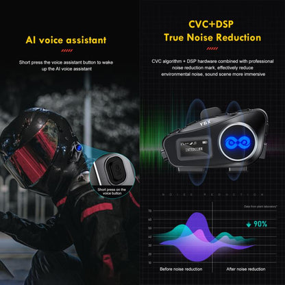 Y6X Intercom Helmet BT Headset For 4-person, 2-in-1 Mic, Soft Mic, Hard Mic