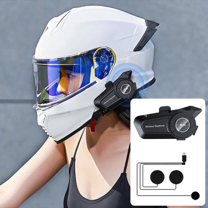 Y50 Standard Edition BT Helmet Intercom Headset, AI Voice Assistant, IPX6 Waterproof, 2-in-1 Mic, Soft Mic, Hard Mic