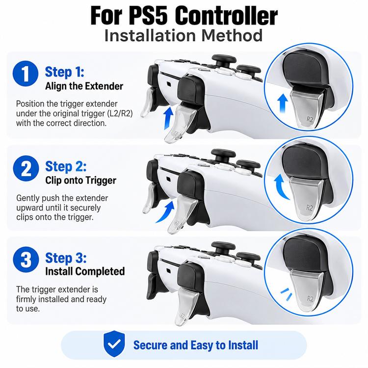 XDcase 12-in-1 Set For PS5 Controller L2/R2 Triggers Extenders & Anti-slip Thumb Grips