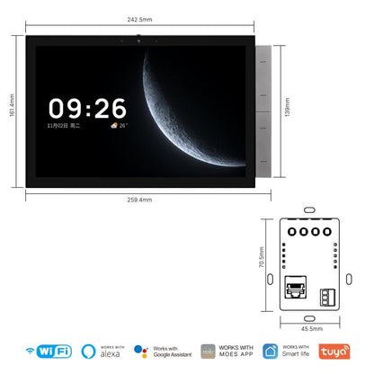 CCP-TY10 10 inch Touch Screen Tuya Smart Home Control Panel Compatible with ZigBee, EU Edition, US Edition