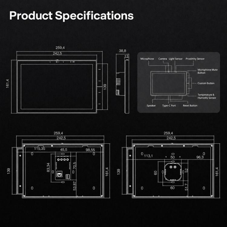 CCP-TY10 10 inch Touch Screen Tuya Smart Home Control Panel Compatible with ZigBee, EU Edition, US Edition